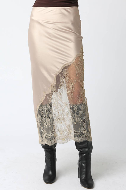 Millie Tina Lace Skirt: Champagne