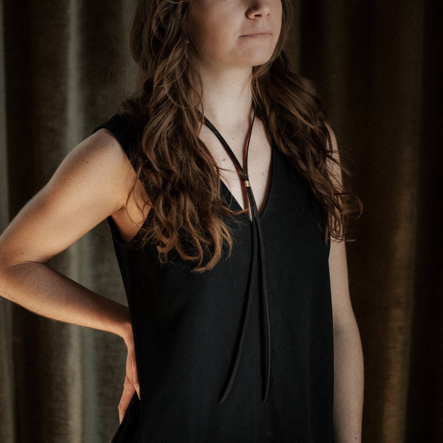 Carlile Bolo Tie: Black / Braided / Brass