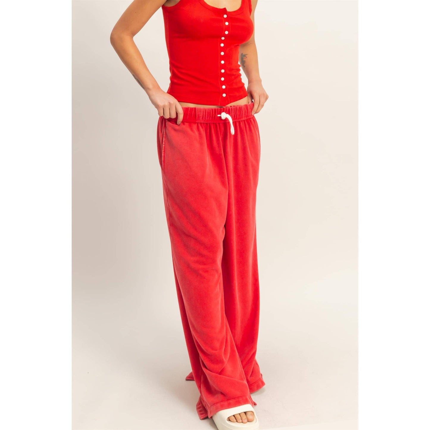 Fold Over Sweatpant Set: RED