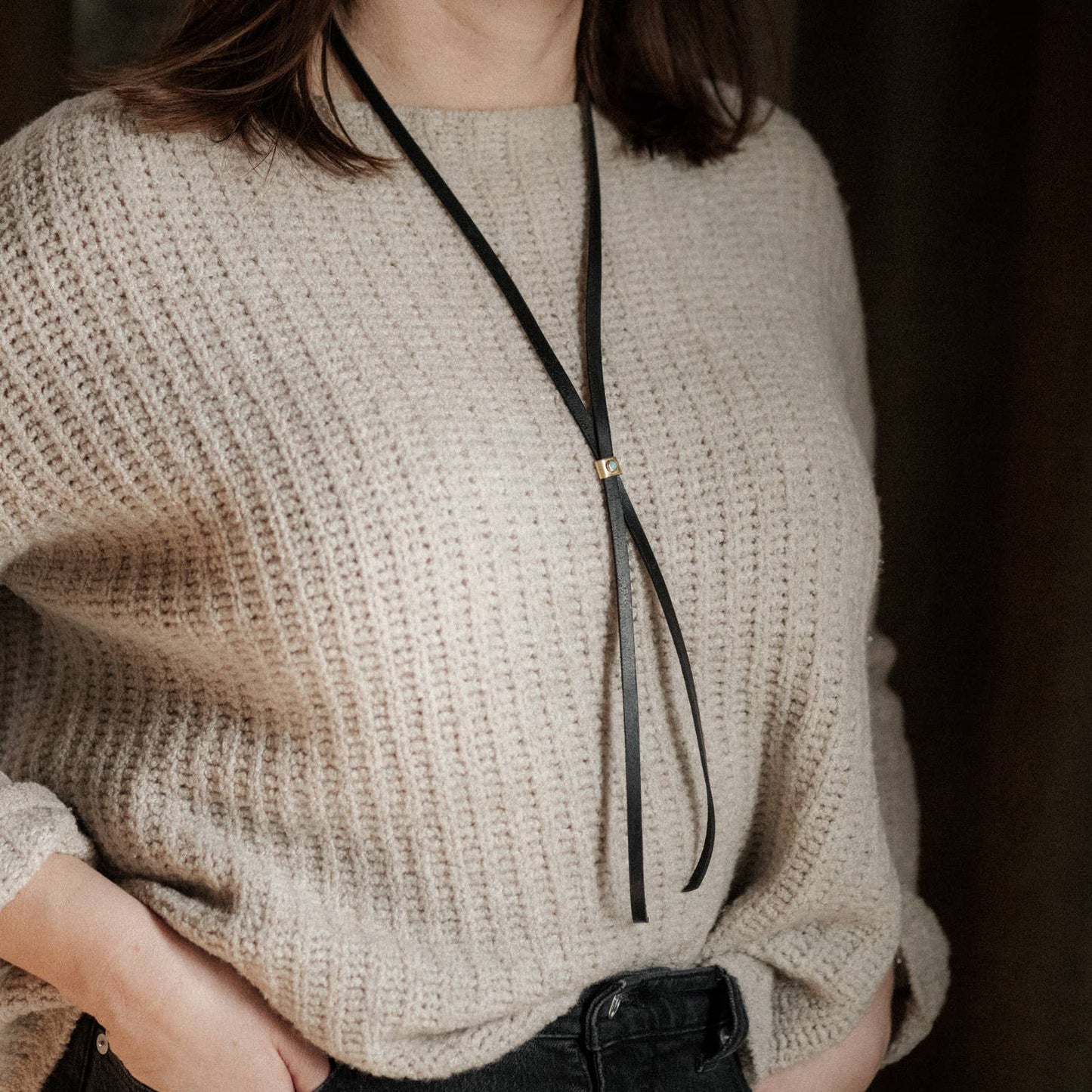 Carlile Bolo Tie: Black / Braided / Brass