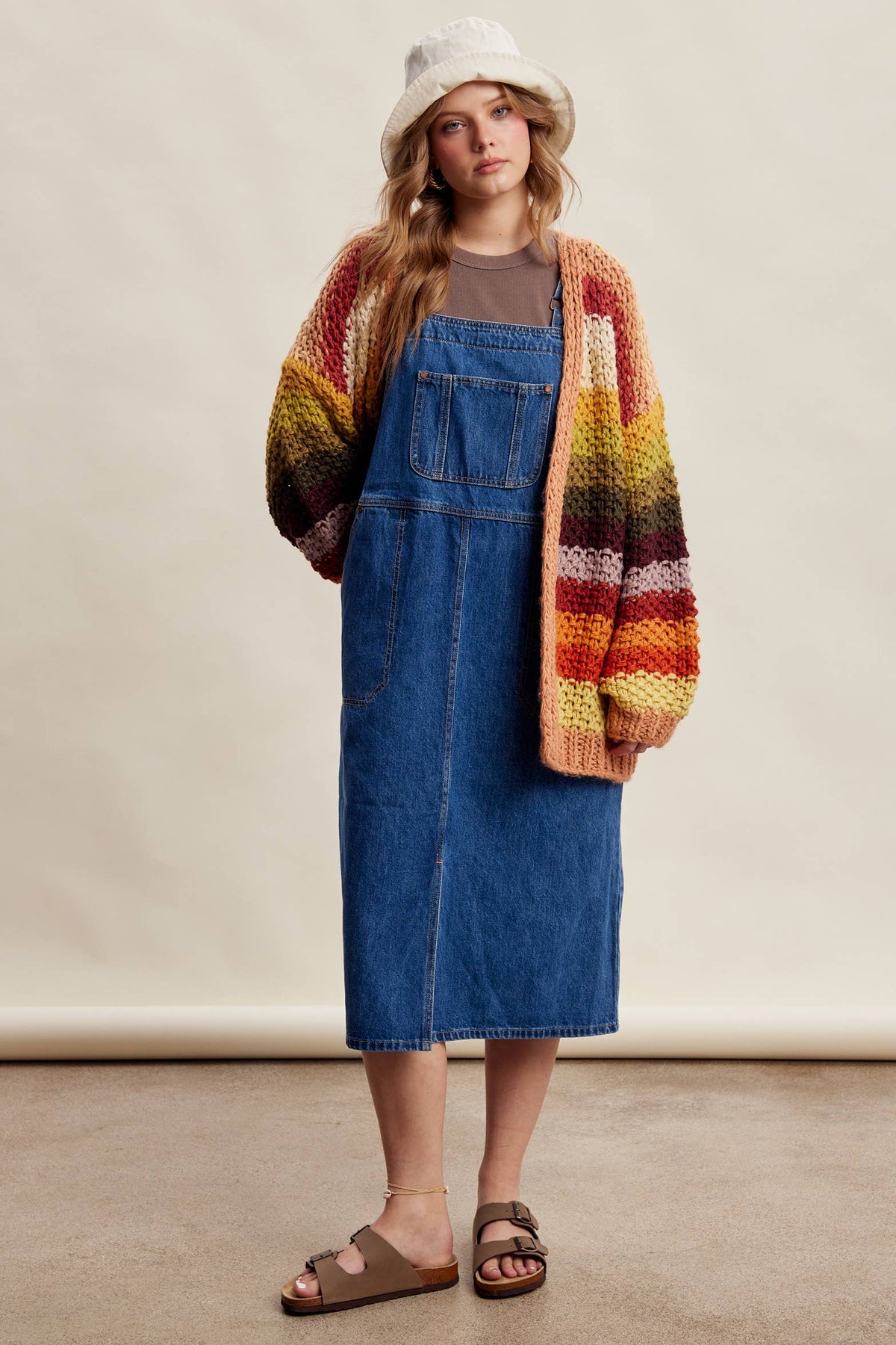 Rainbow Hand-Crochet Open Cardigan: Autumn