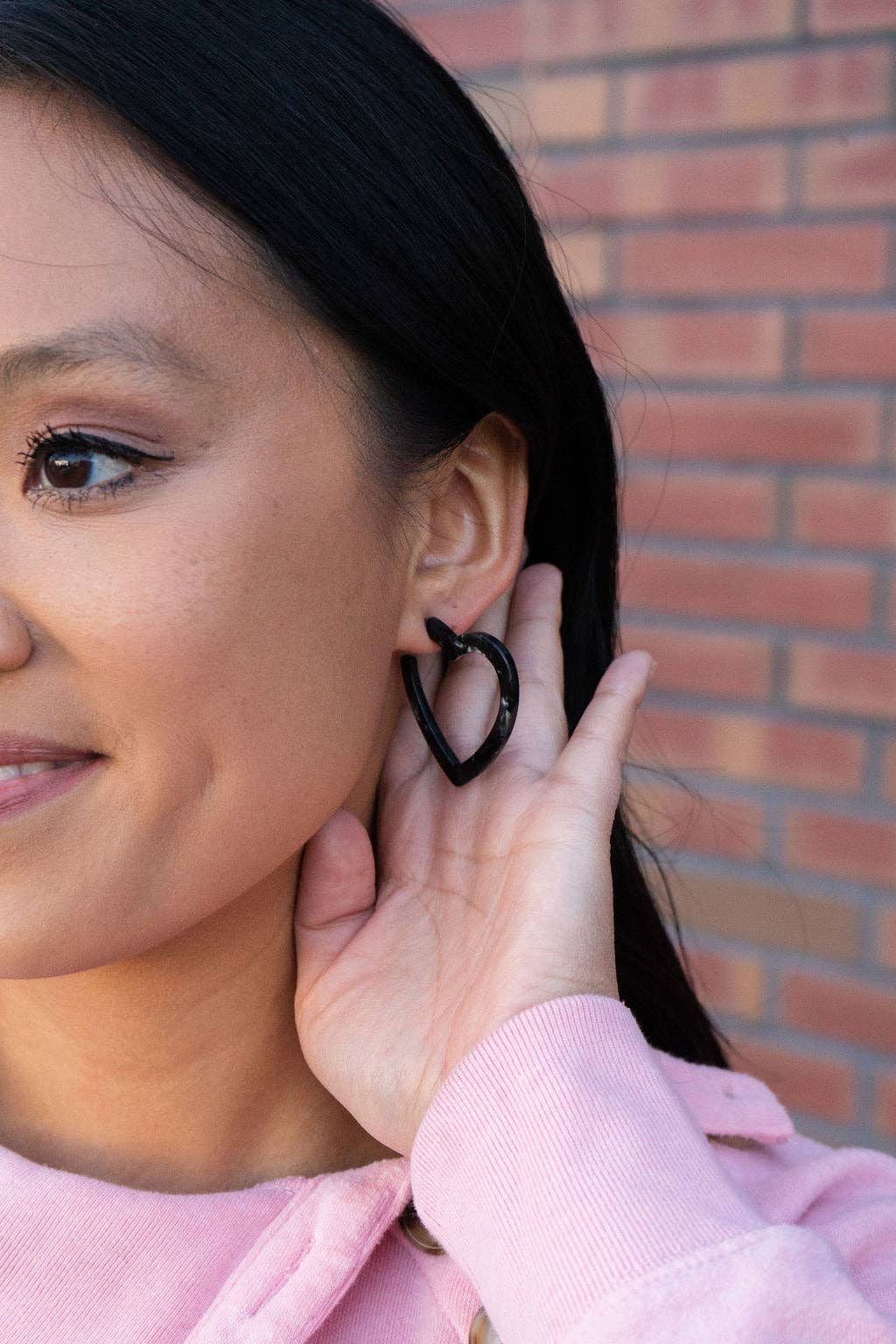 Heart Hoops - Black // Valentine's Earrings