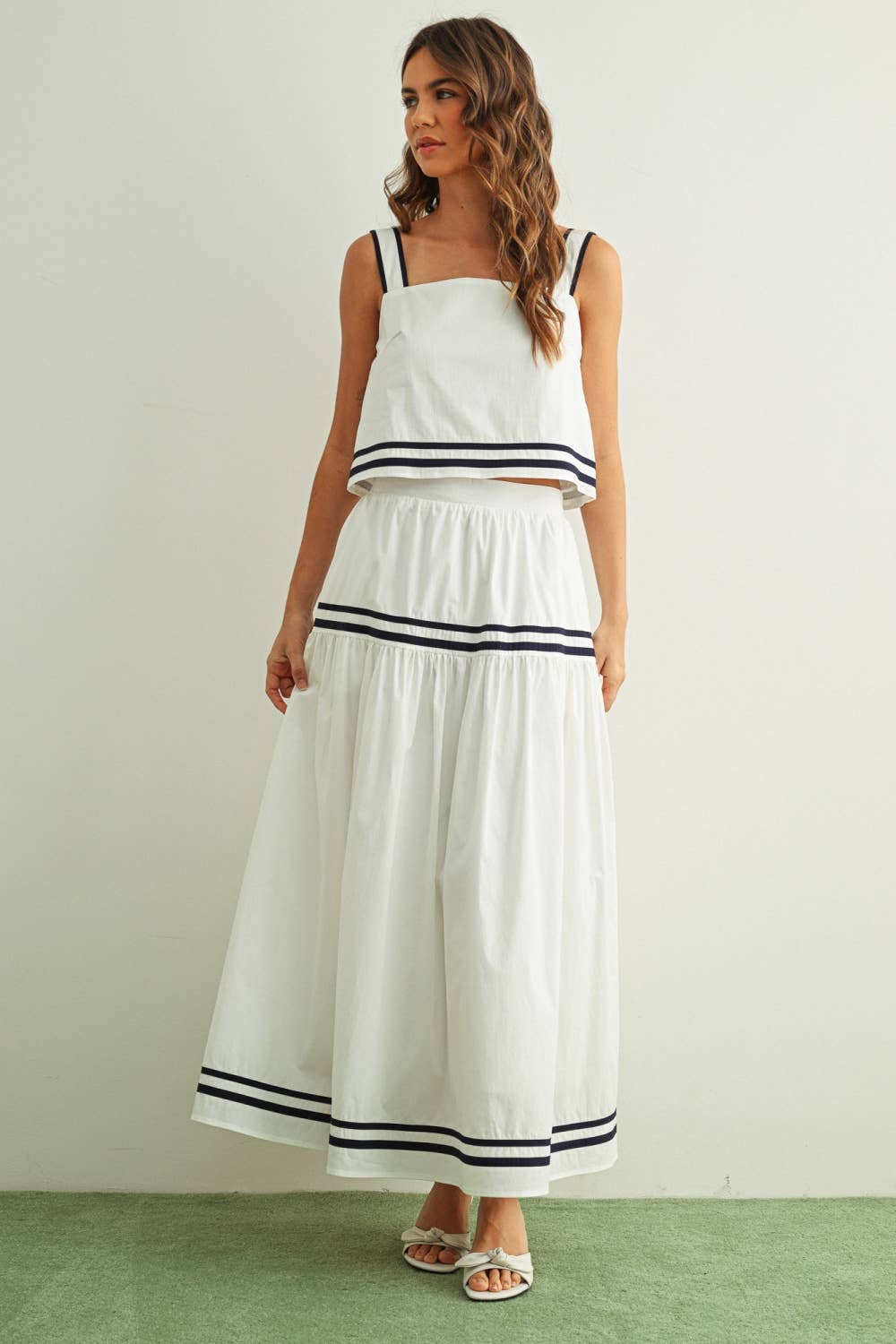 Marine Skirt Set: White/Navy