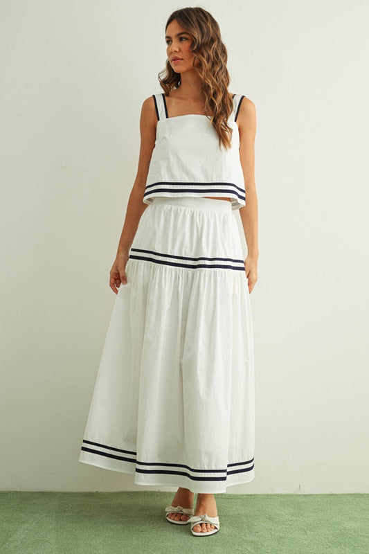 Marine Skirt Set: White/Navy