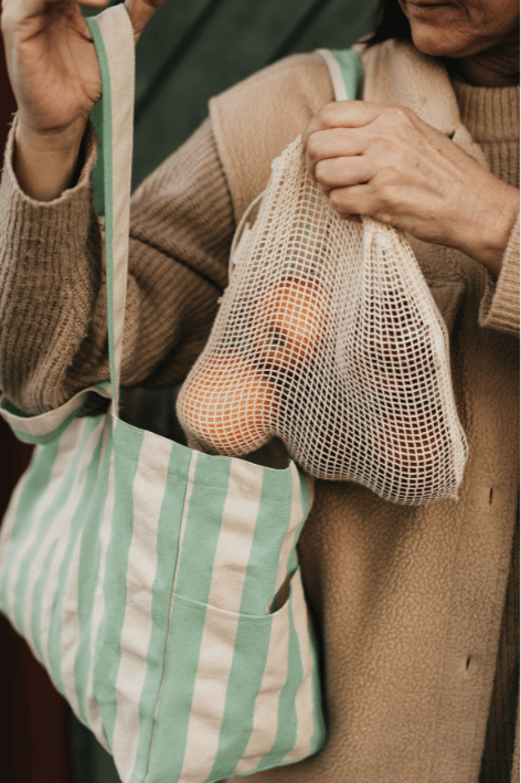 Organic Tote LOW - Striped : Brown
