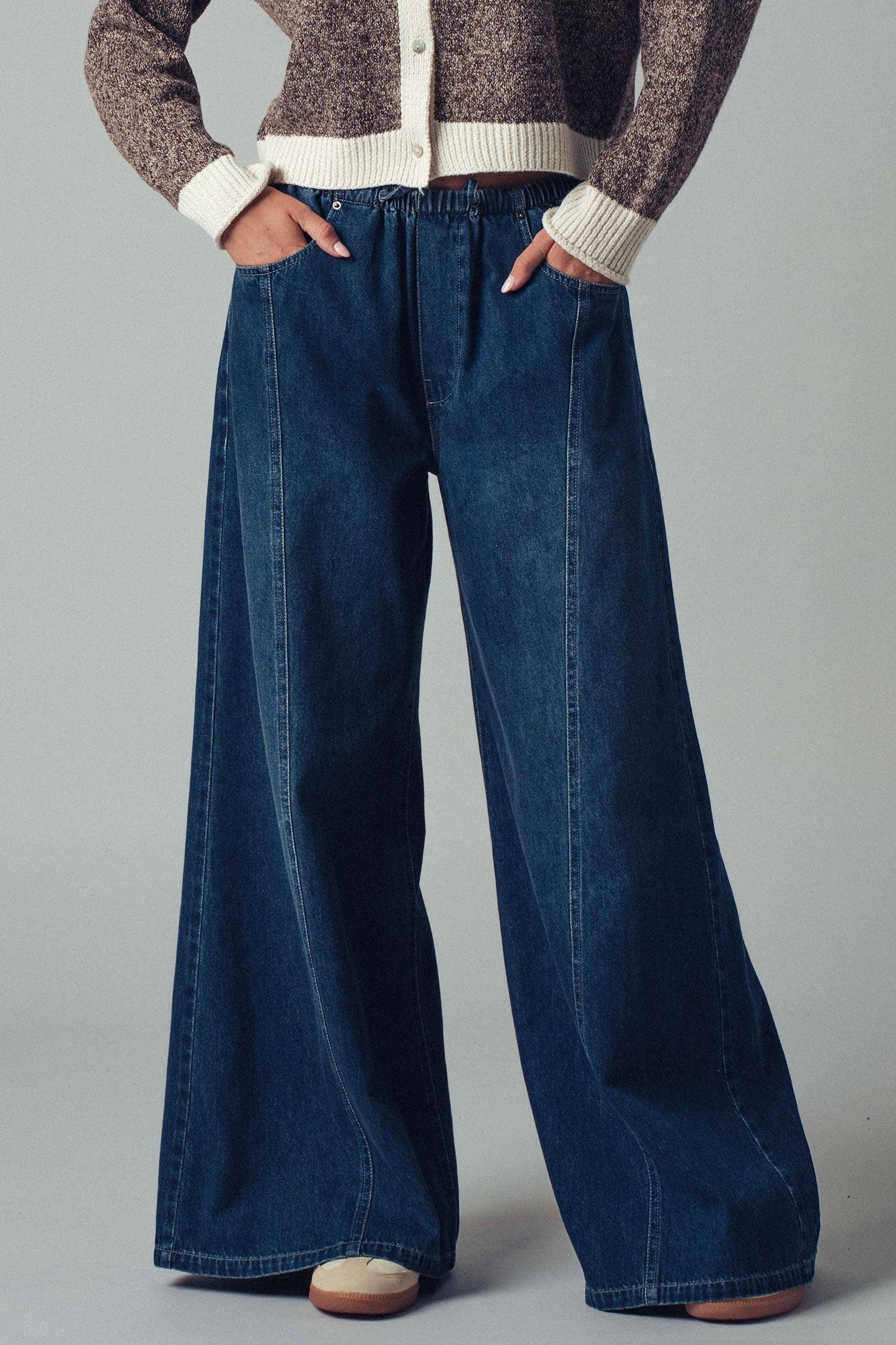 Relaxed Wide Leg Drawstring Western Pants: DK DENIM
