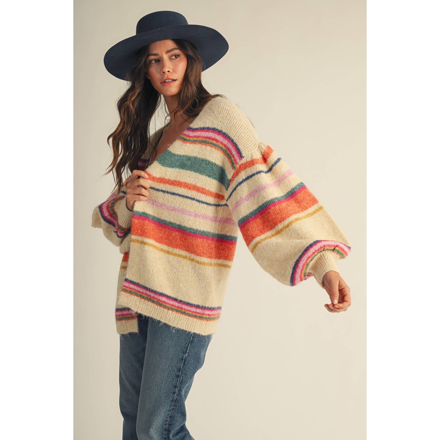 Sunset Stripe Relaxed Cardigan: MULTI