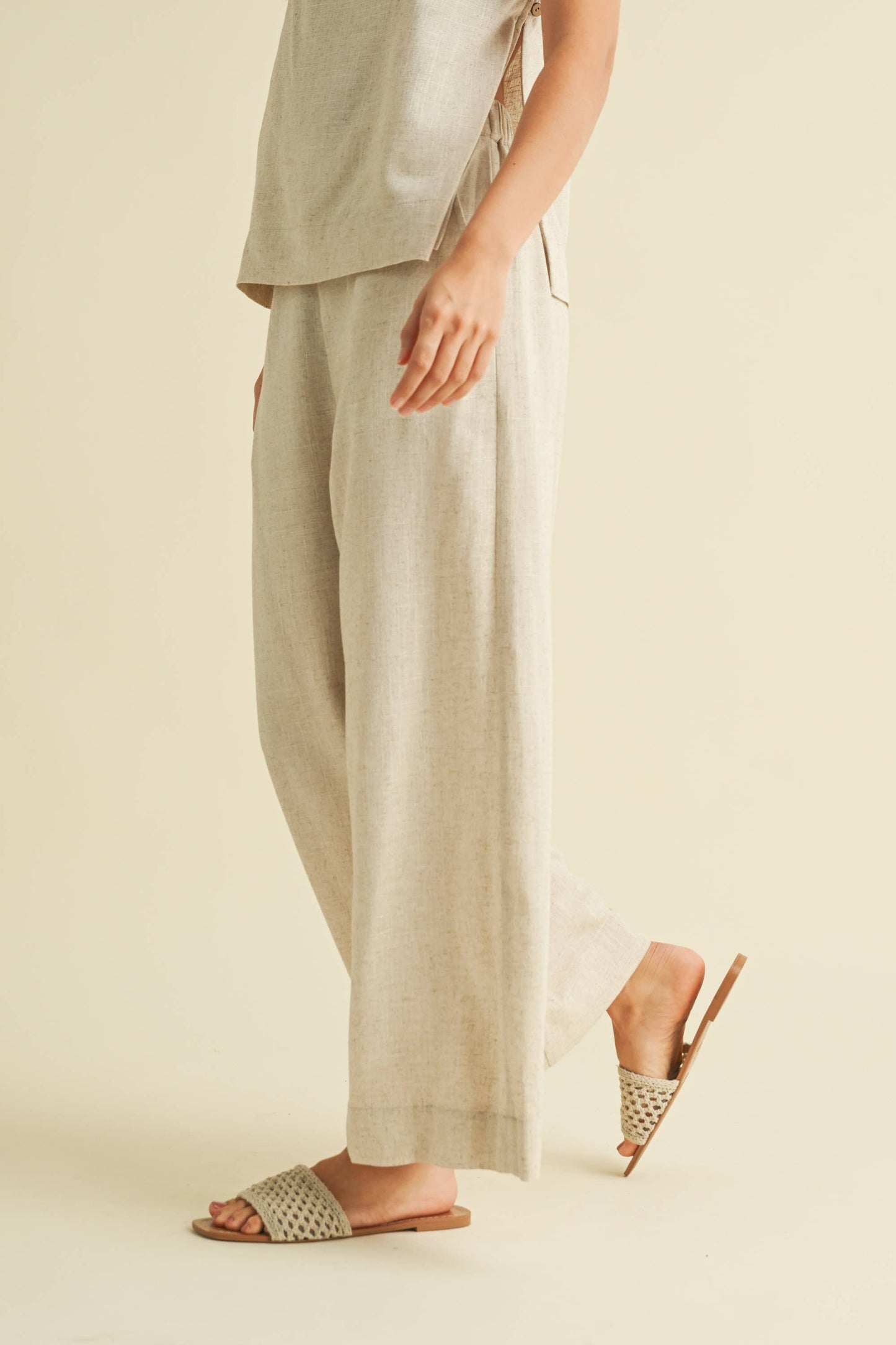 TUNIC SQUARE NECK CAMI AND LONG WIDE LEG PANTS SET