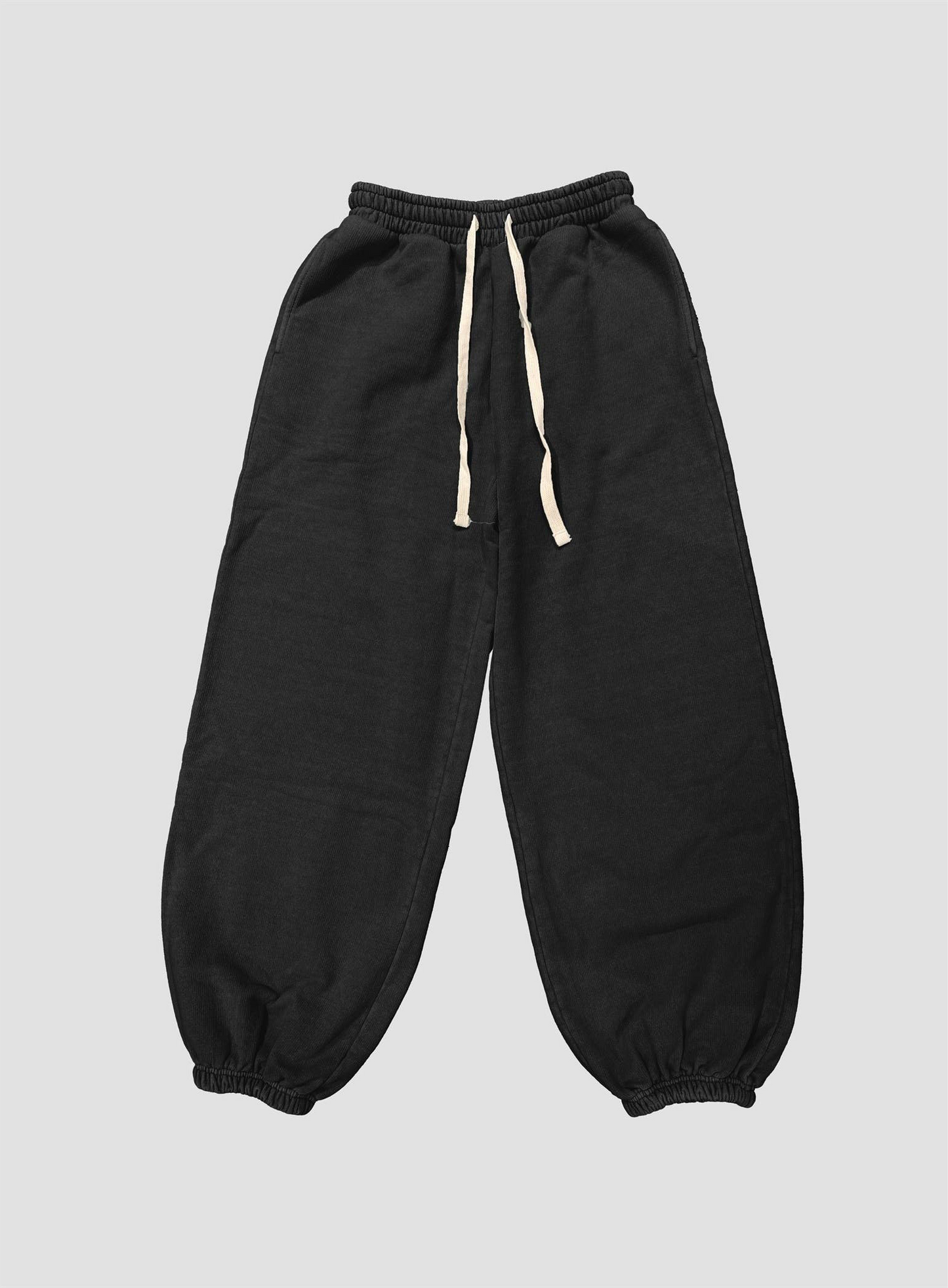 Acid Wash Wide Jogger Pants: BLACK
