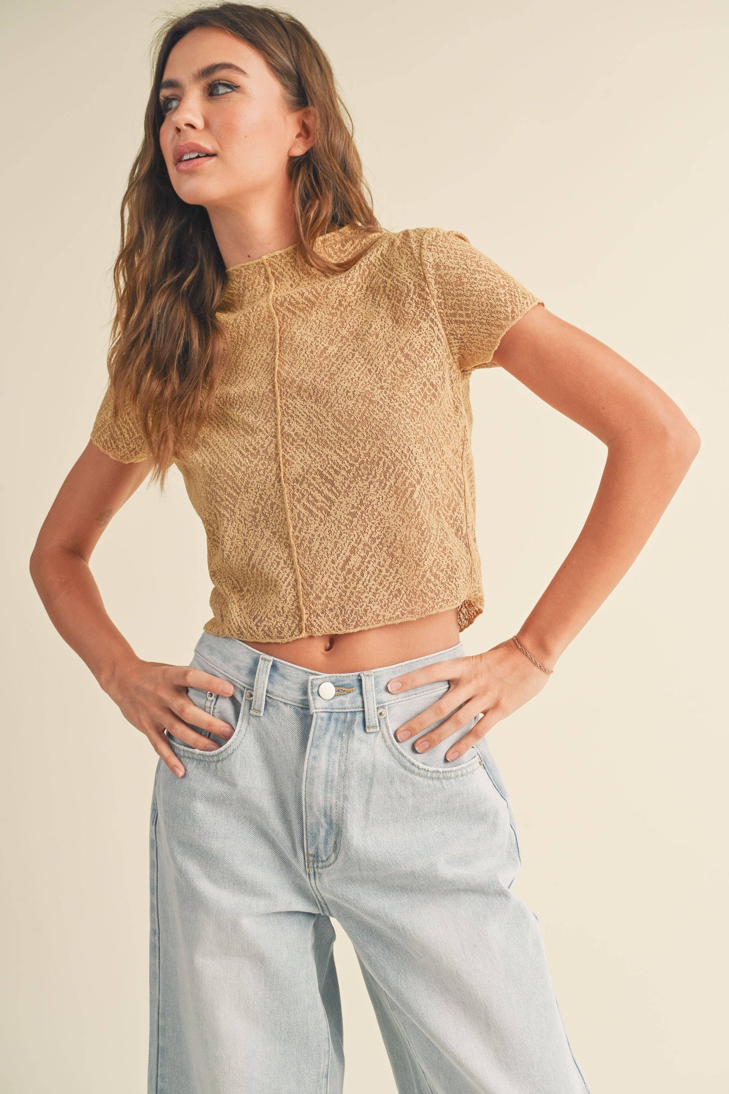PATTERNED FABRIC TOP WITH TANK TOP