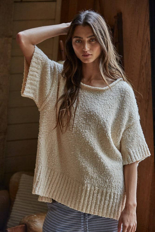 Knit Sweater Pullover: Natural