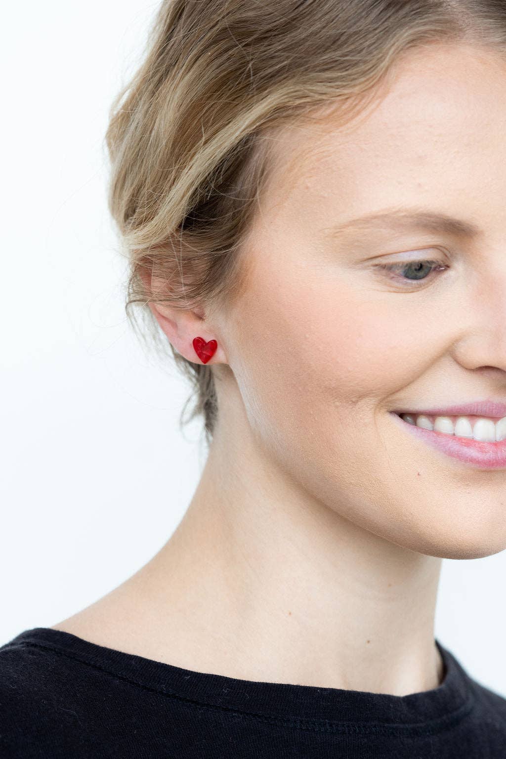 Hand Drawn Heart Studs - Red // Jewelry, Earrings, Valentines