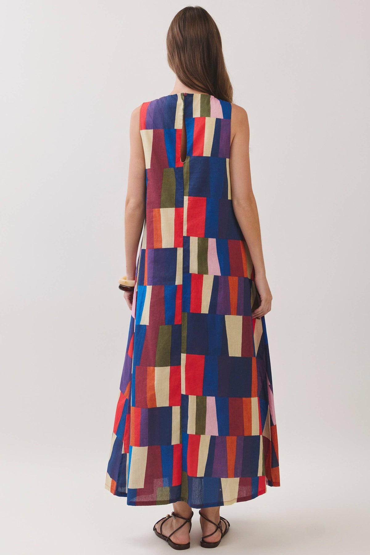 Geometric Print Maxi Dress: MULTI