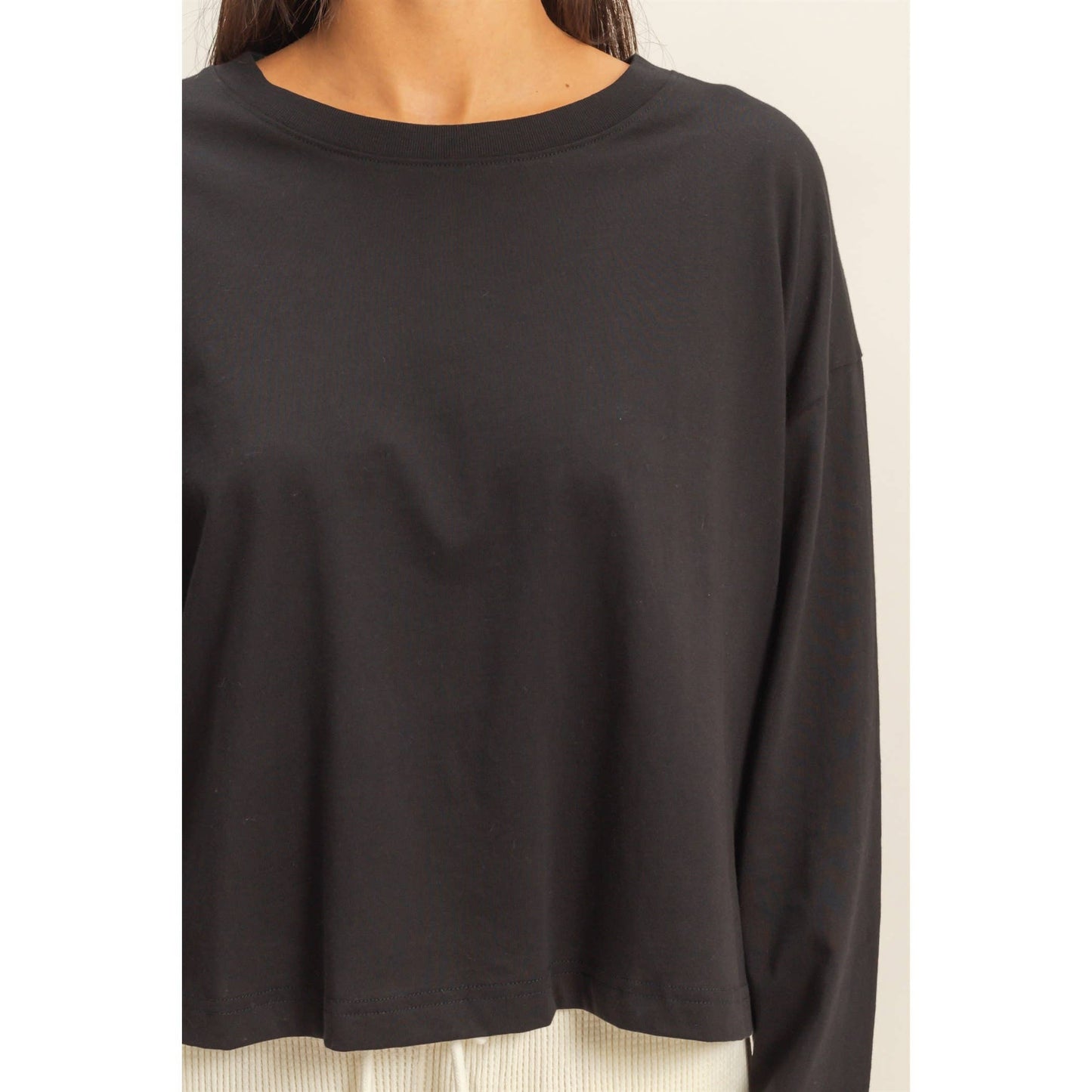 Wide Long Sleeve T-Shirt: BLACK