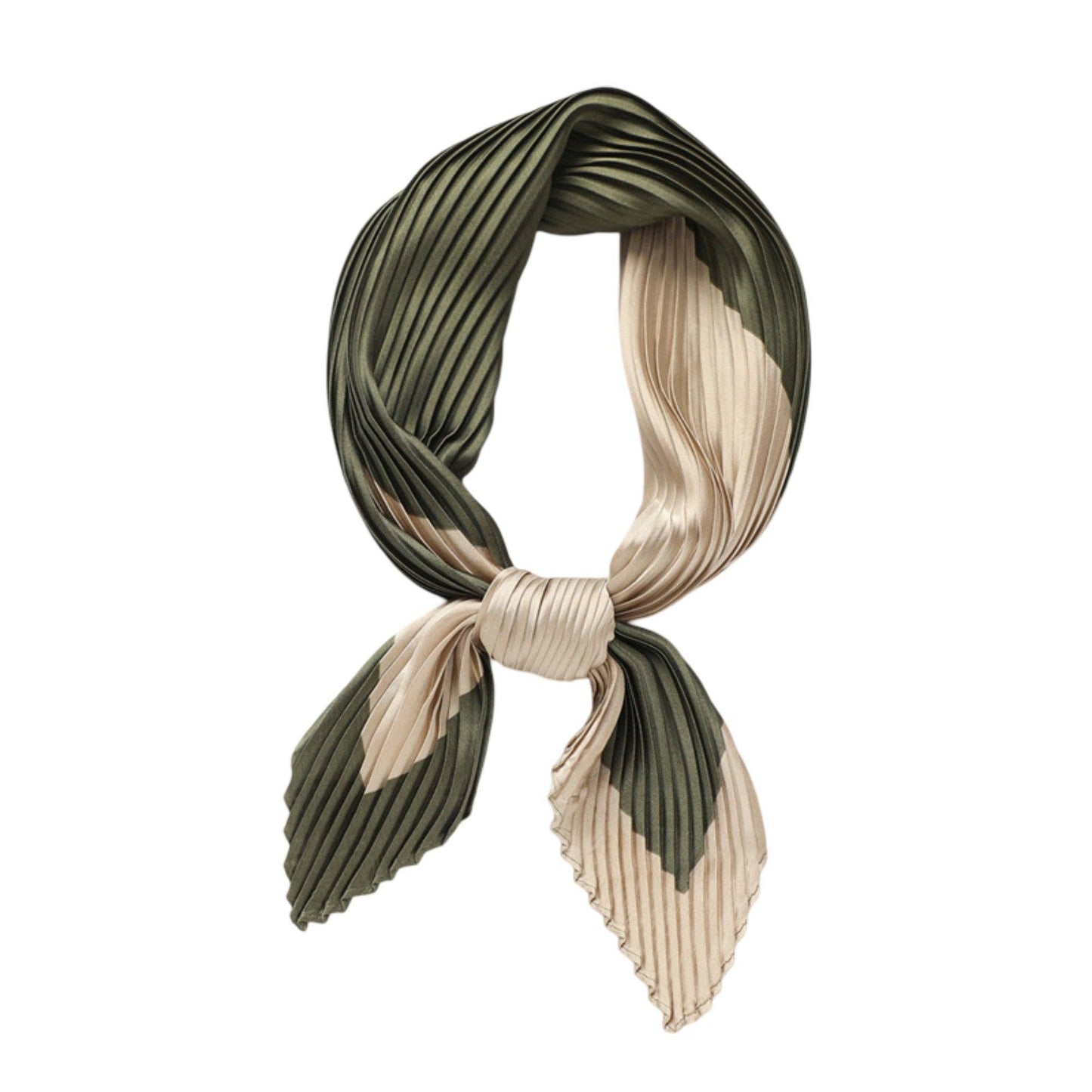 Womens Pleated Satin Scarf: Green