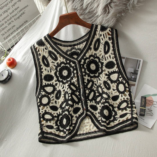 Floral Hollow Knit Vest