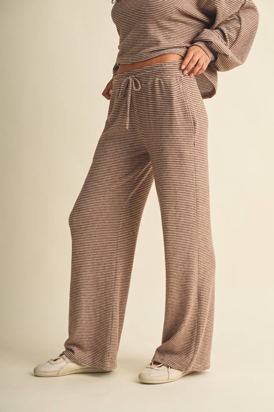Striped Soft Brushed Lounge Set: Mocha Stripe