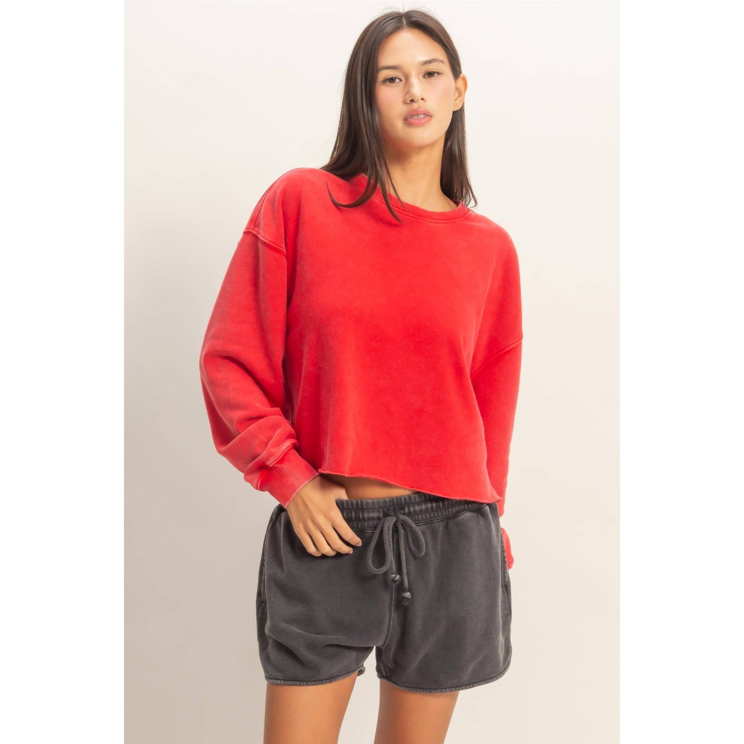 Fold Over Sweatpant Set: RED