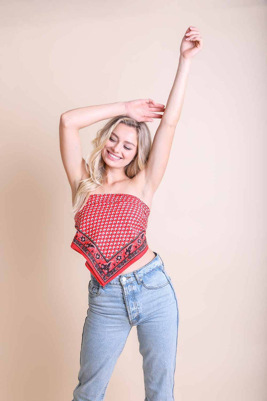 Oversized Cotton Bandana Scarf – Vintage Boho Style: Red