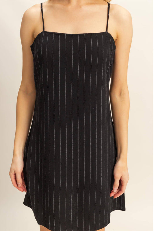 Pin Stripe Dress: BLACK