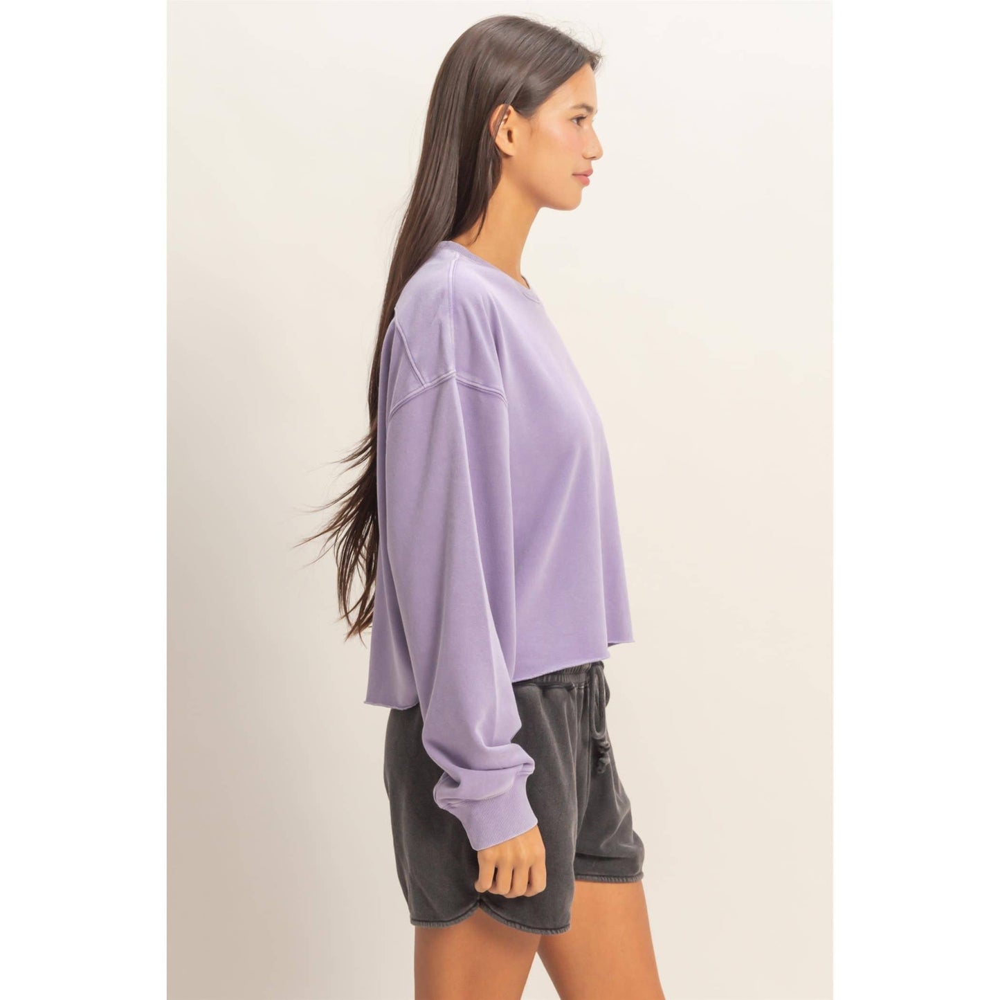 Fold Over Sweatpant Set: DUSTY PURPLE