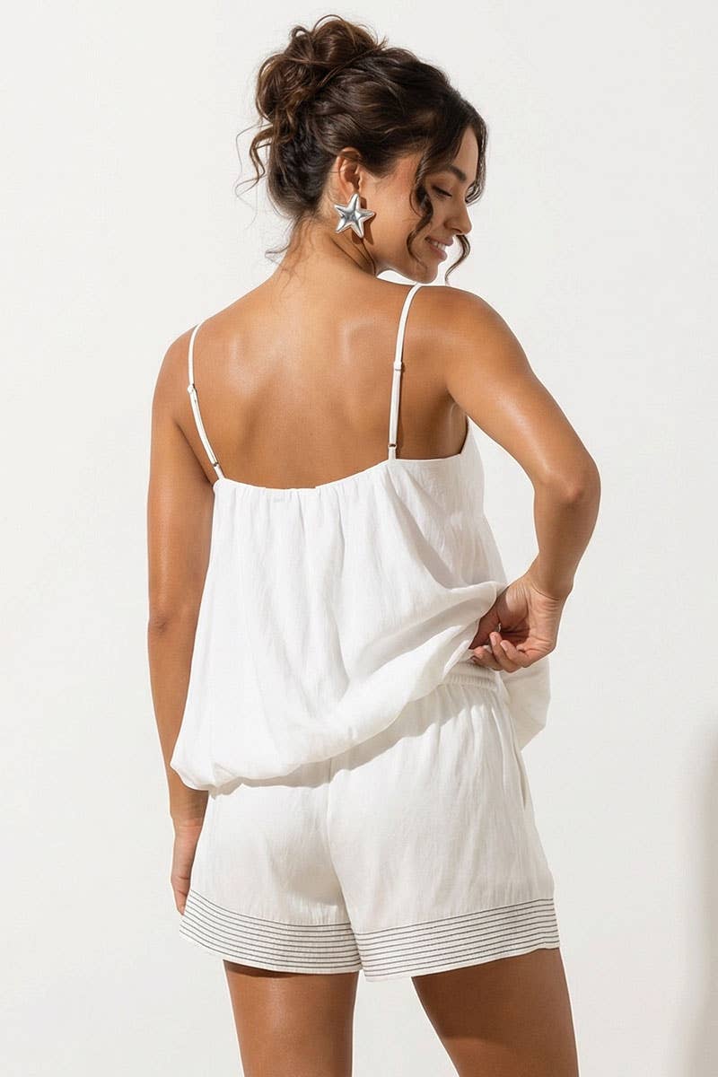 Billowy Cami Top With Bubble Hem: Off White – DylanMarie