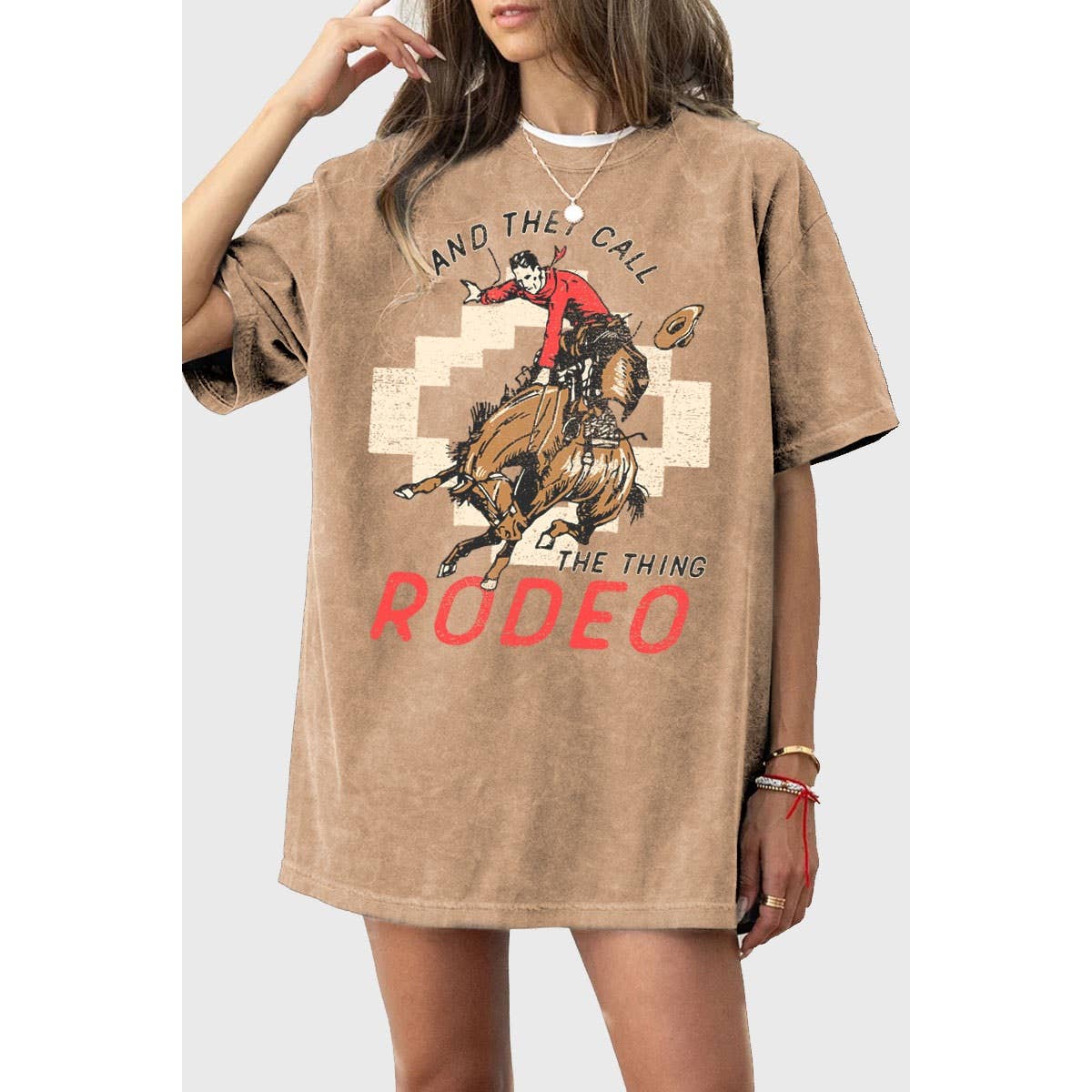 THE THING RODEO OVERSIZED MINERAL GRAPHIC TEE: Taupe