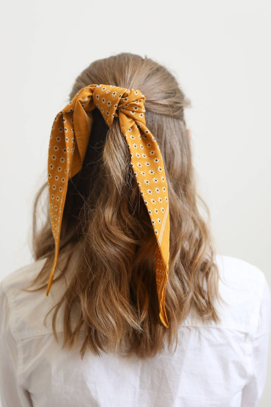 Cotton Daisy Bandana in Black, Rose, Yellow and Rust 🌼: Mustard