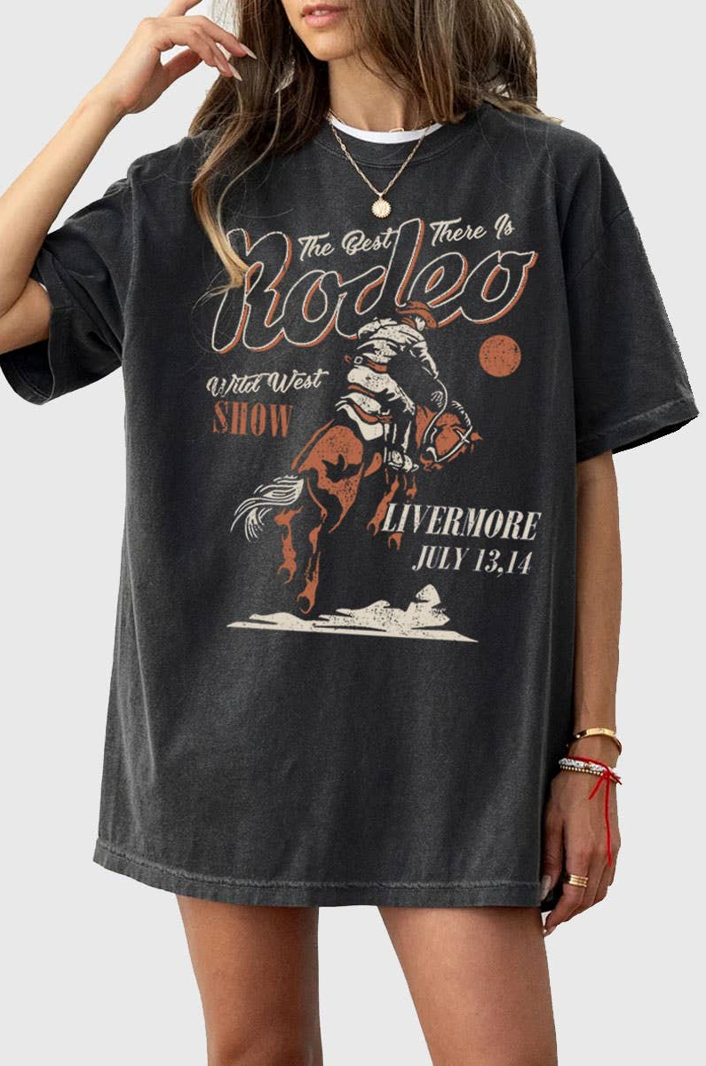 RODEO WILD WEST OVERSIZED TEE: Mineral Black