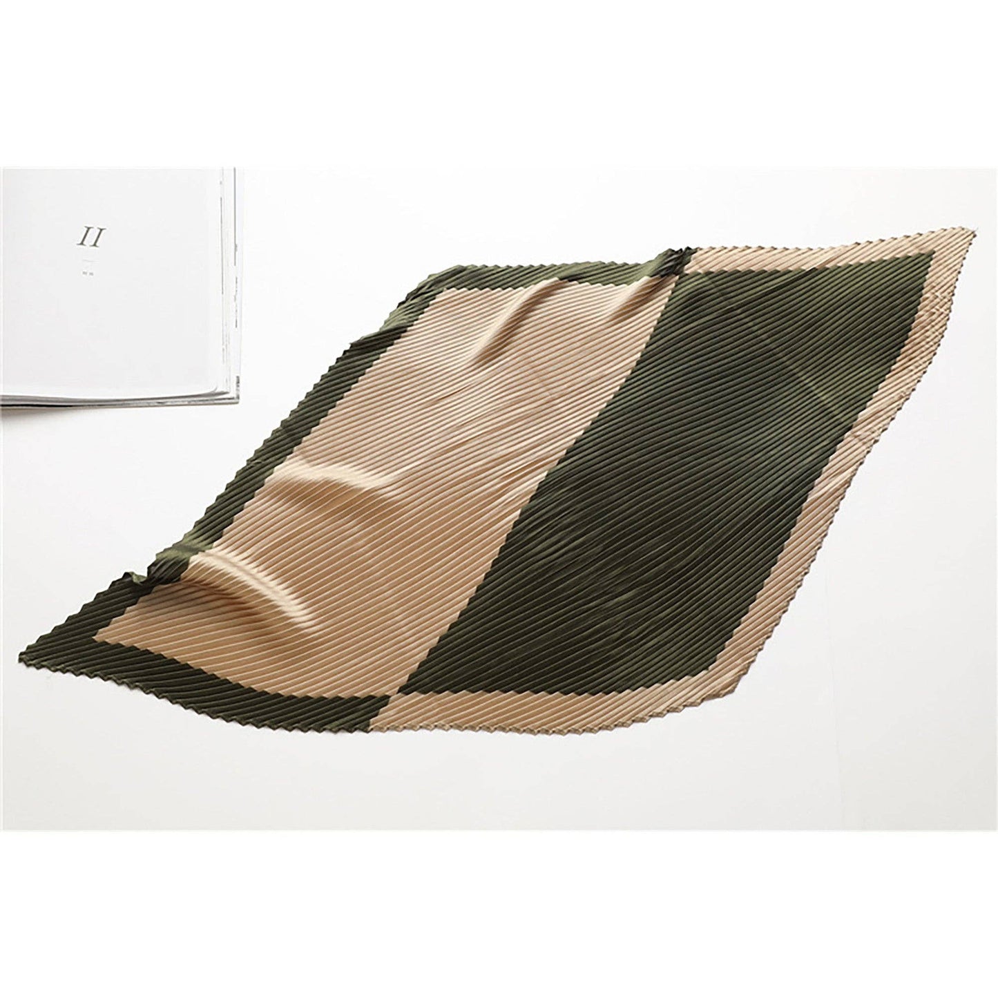 Womens Pleated Satin Scarf: Green