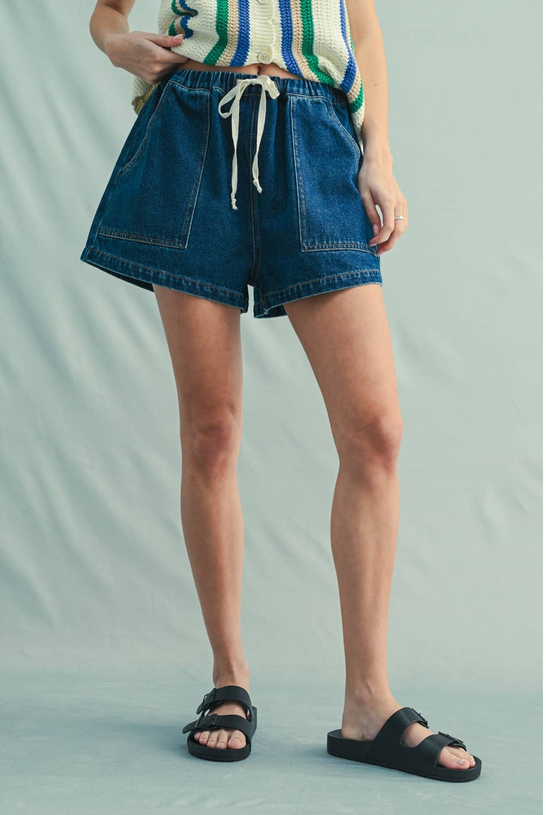 DENIM SHORTS WITH DRAWSTRING: D.DENIM