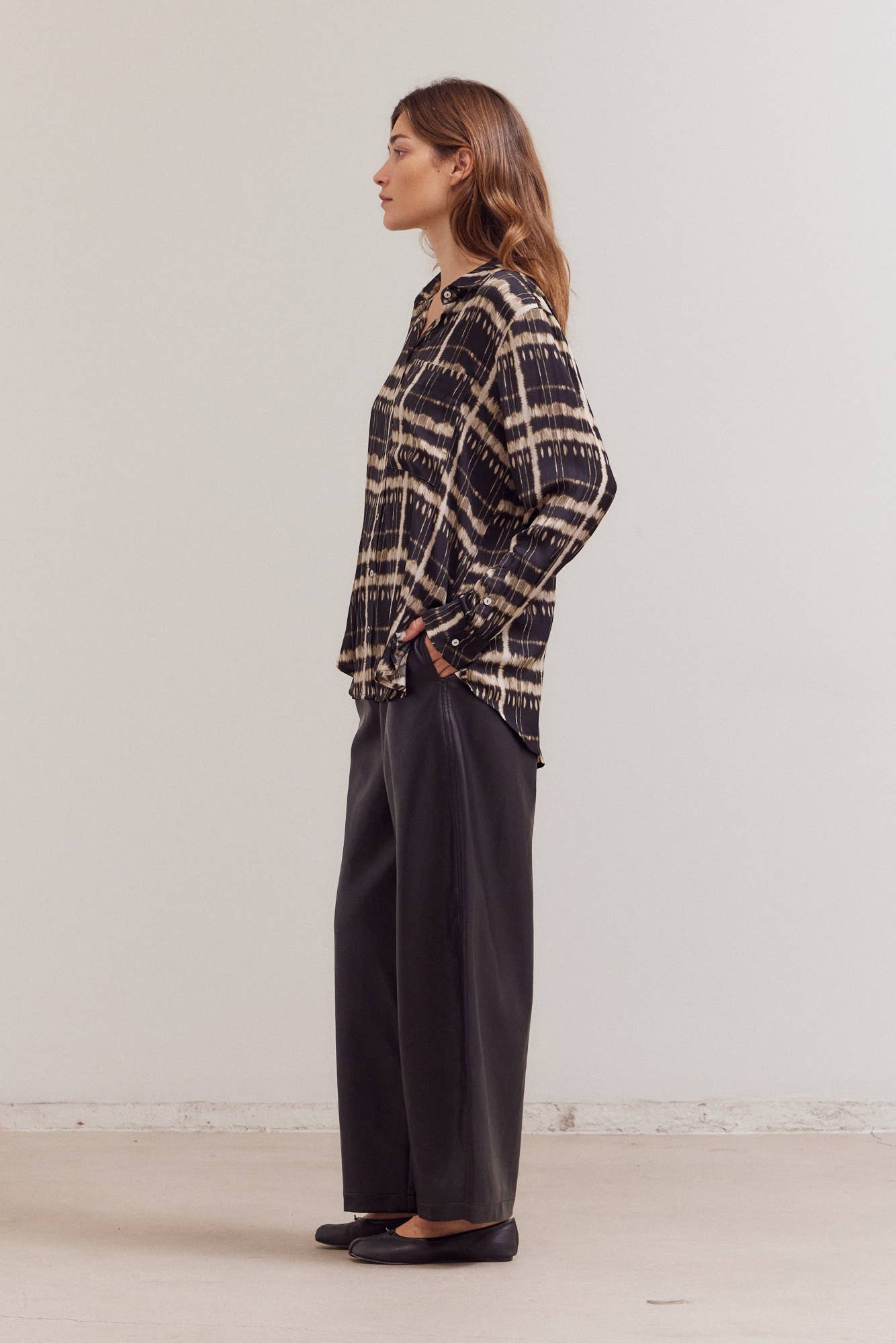 PRINTED SATIN SHIRT: Mulit