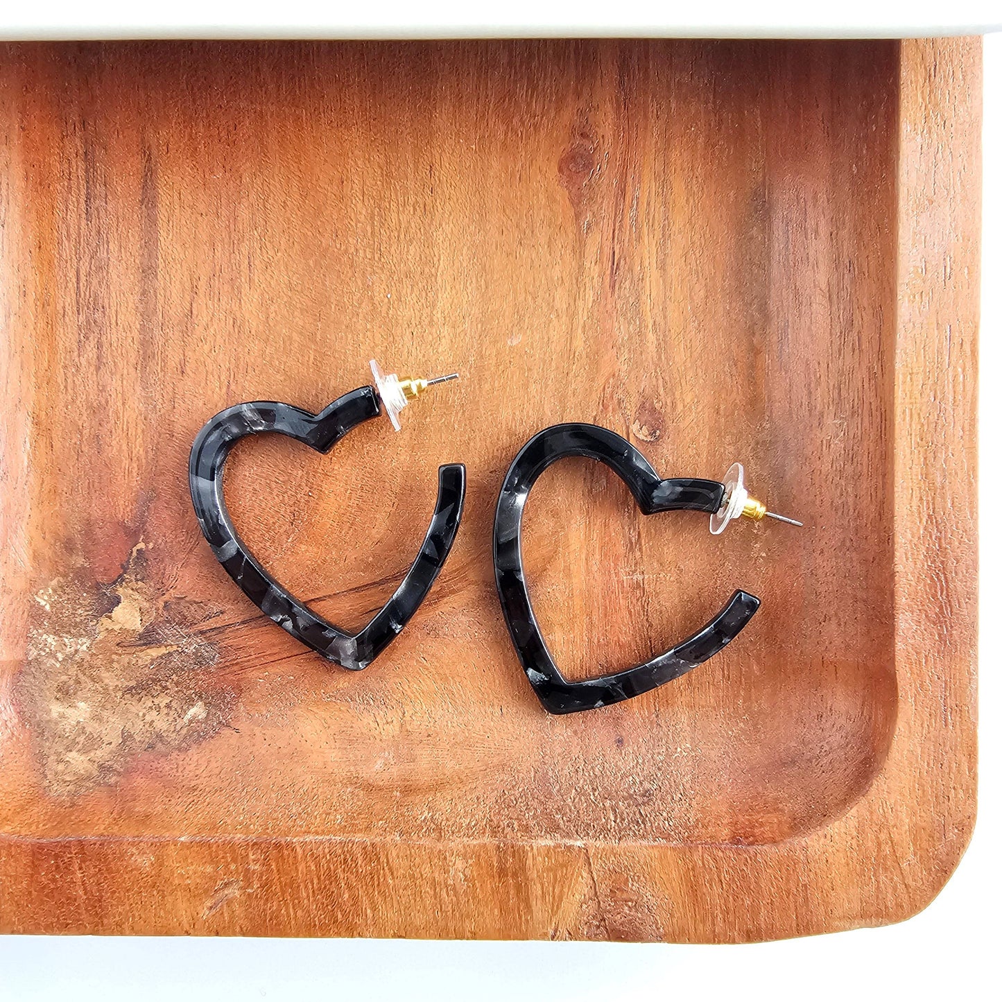 Heart Hoops - Black // Valentine's Earrings