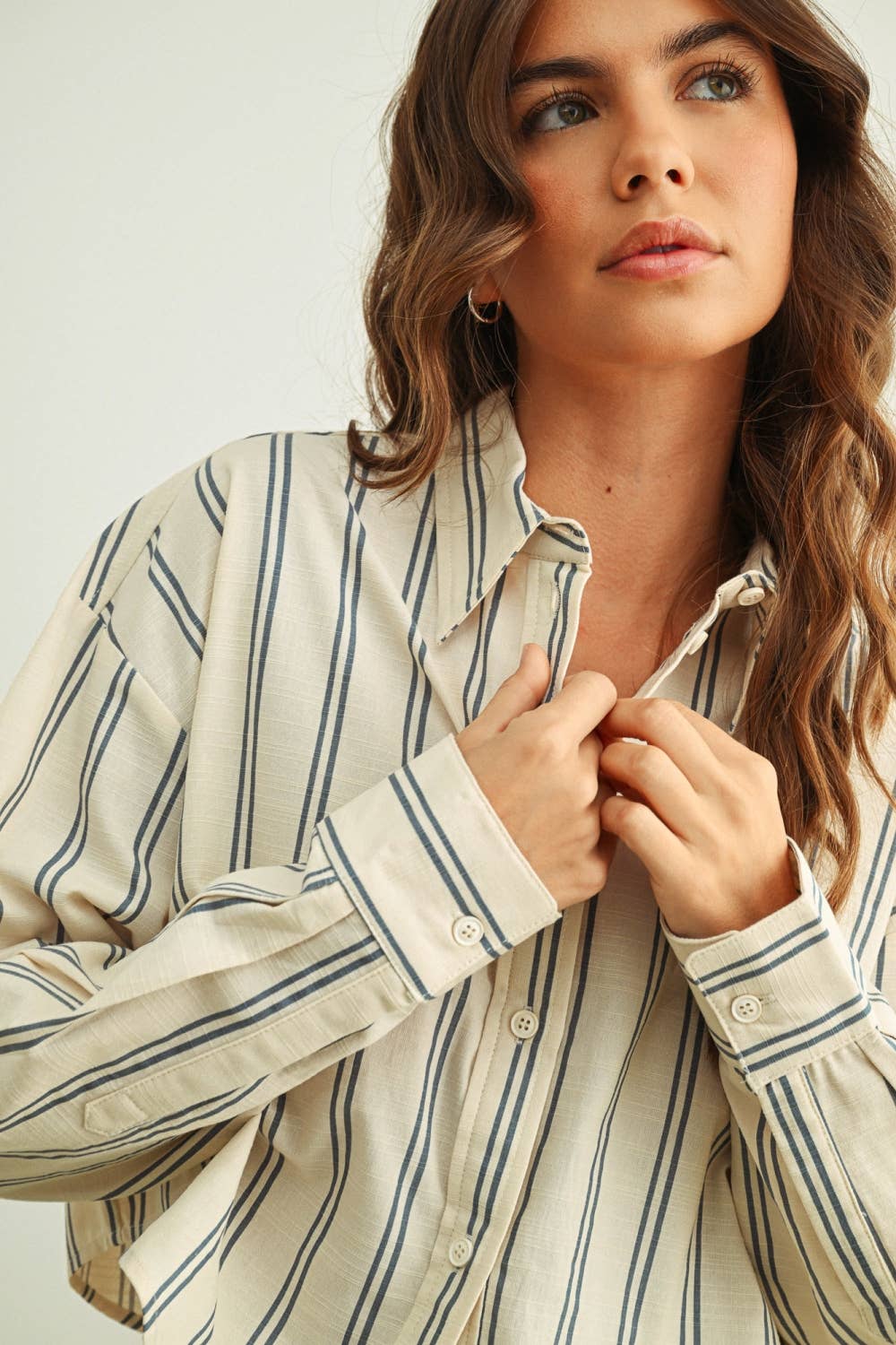 STRIPED BUTTON FRONT SHIRT