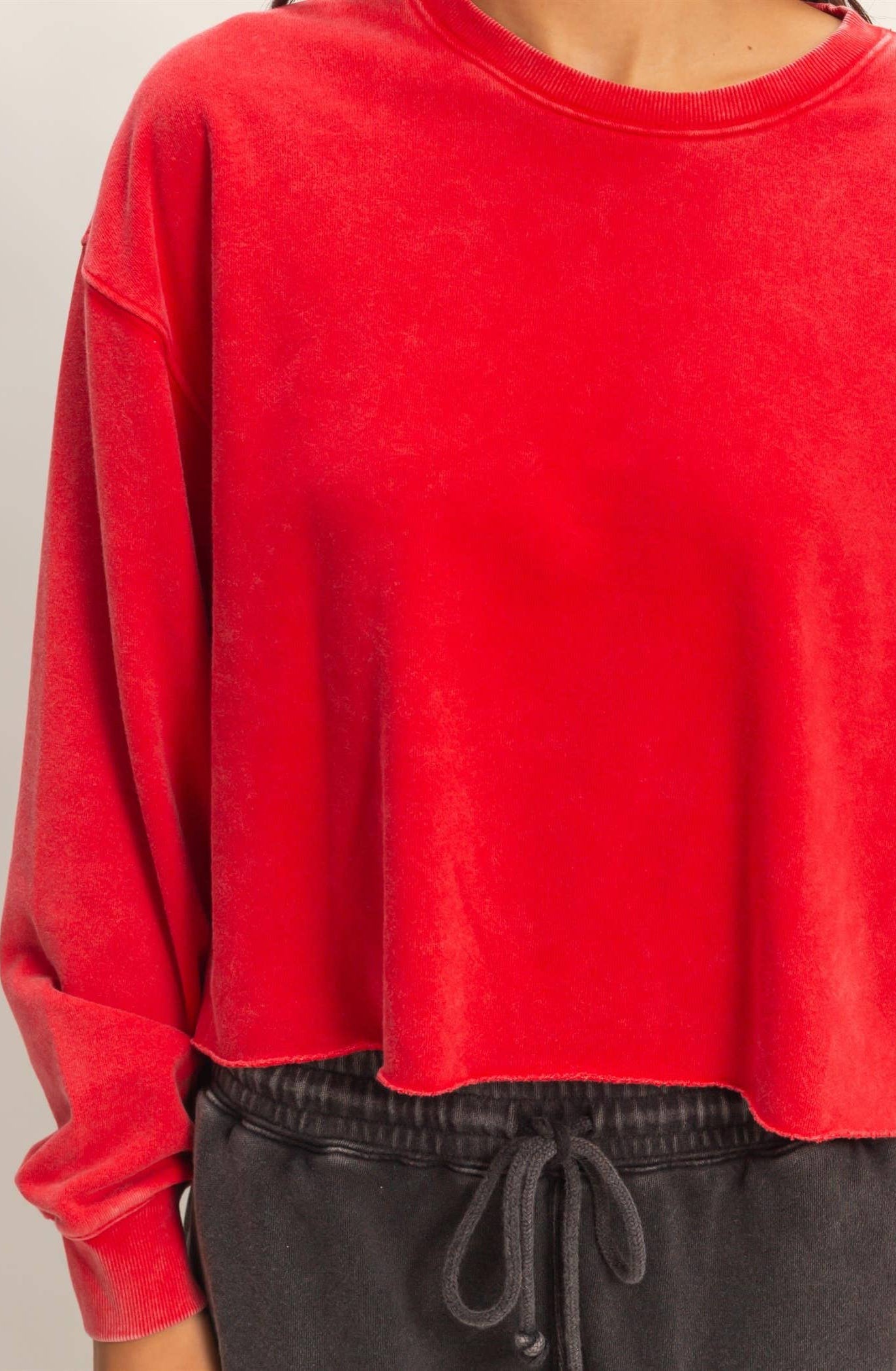 Fold Over Sweatpant Set: RED