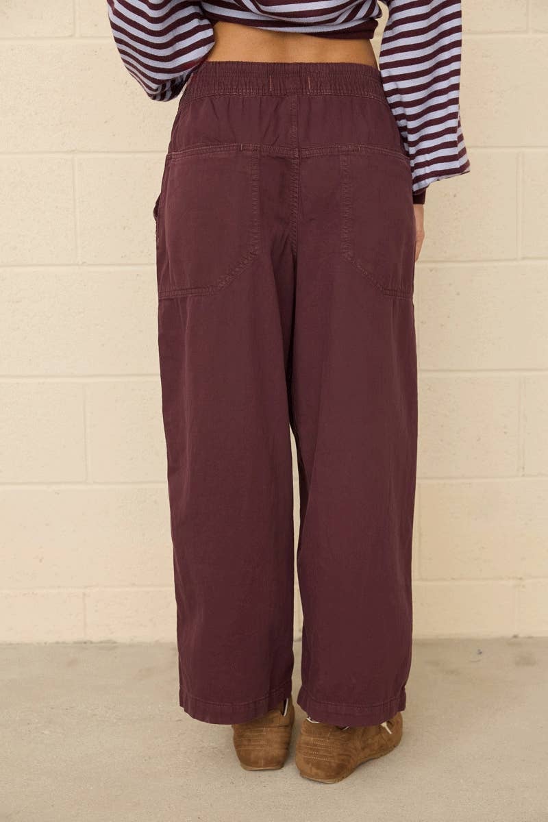 Drawstring Wide Leg Pants: PLUM