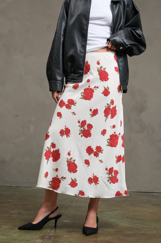 Romantic Rose Midi Skirt