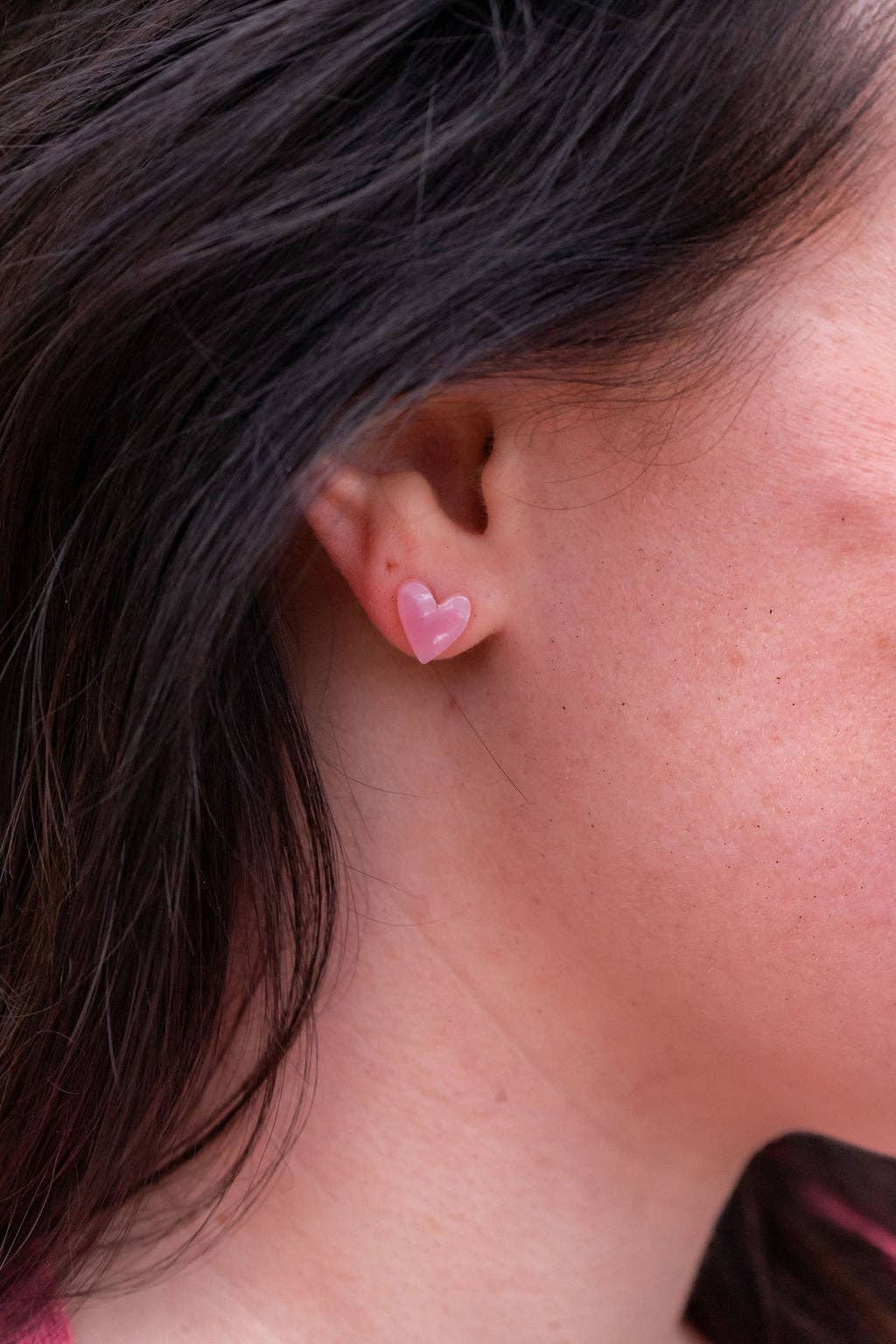 Hand Drawn Heart Studs - Pink // Jewelry, Earrings, Valentine's
