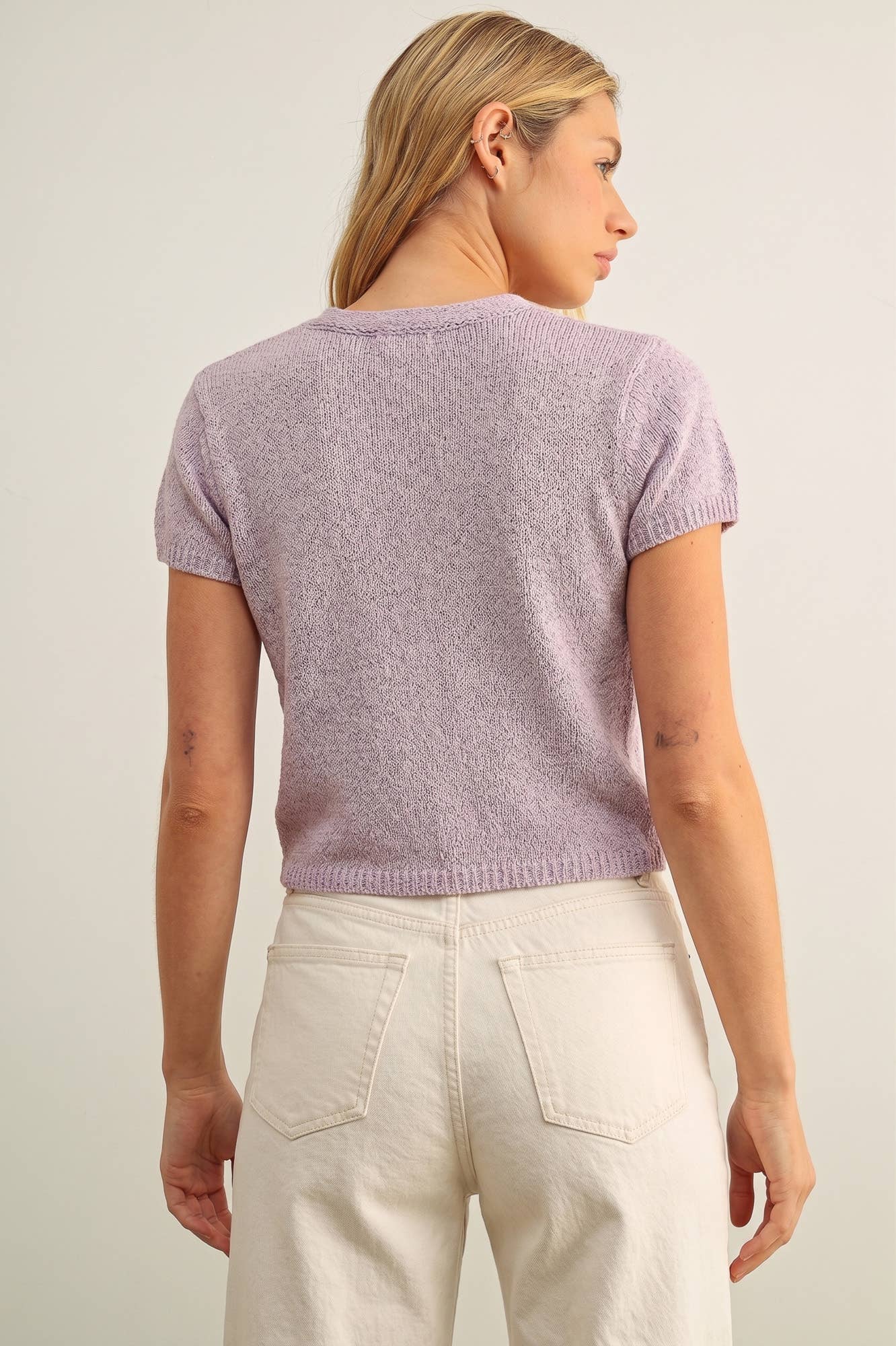 CAP SLEEVE BUTTON FRONT TOP: LILAC