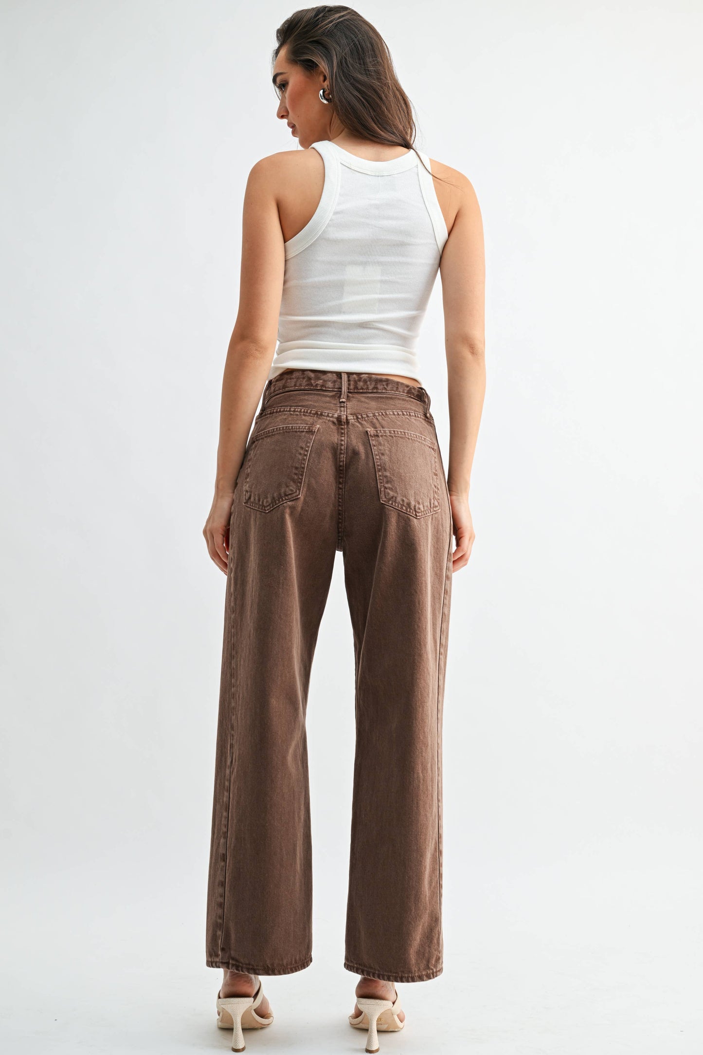 High Rise Twist Seam Barrel Jean - VINTAGE BROWN