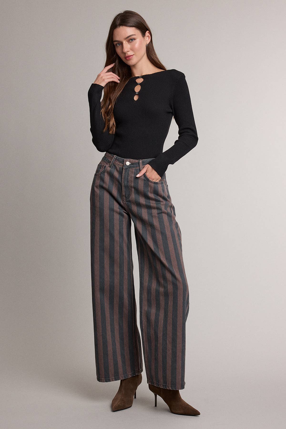 Vintage Stripe Jeans: BROWN STRIPE