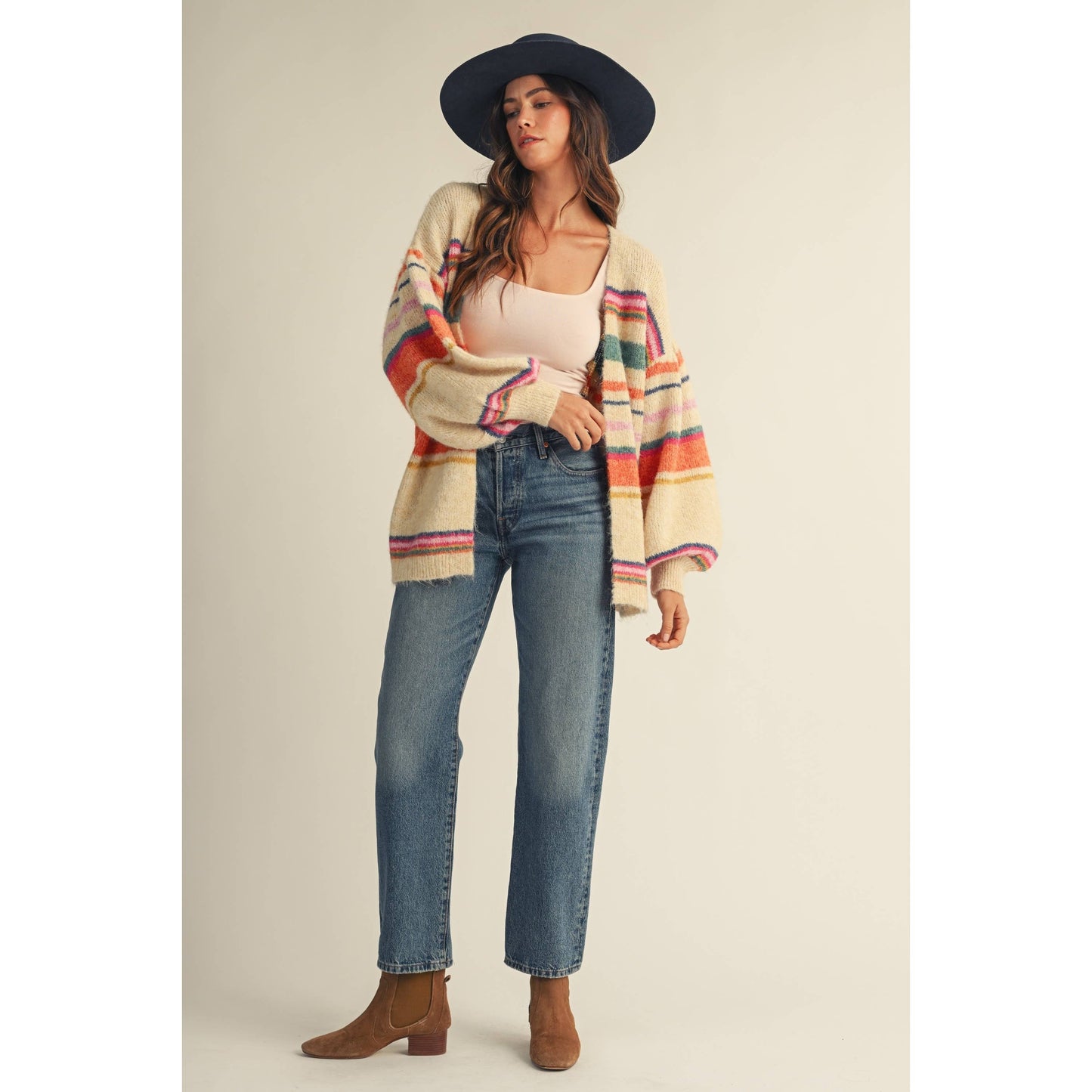 Sunset Stripe Relaxed Cardigan: MULTI