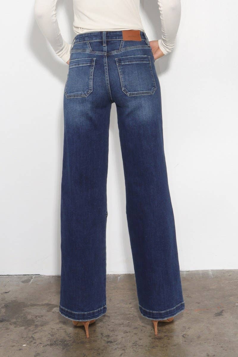 HIGH RISE RELAXED WIDE LEG JEANS: Vintage Wash
