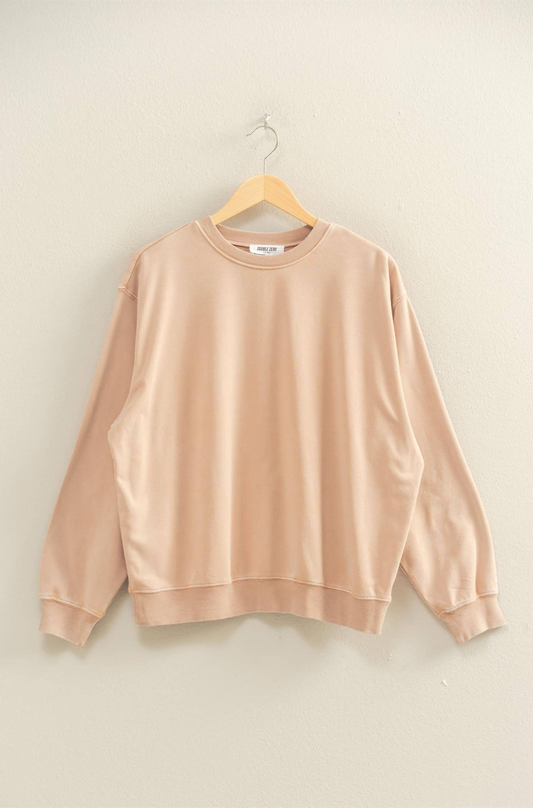 Oversized Mineral Washed Sweatshirt: DARK TAUPE
