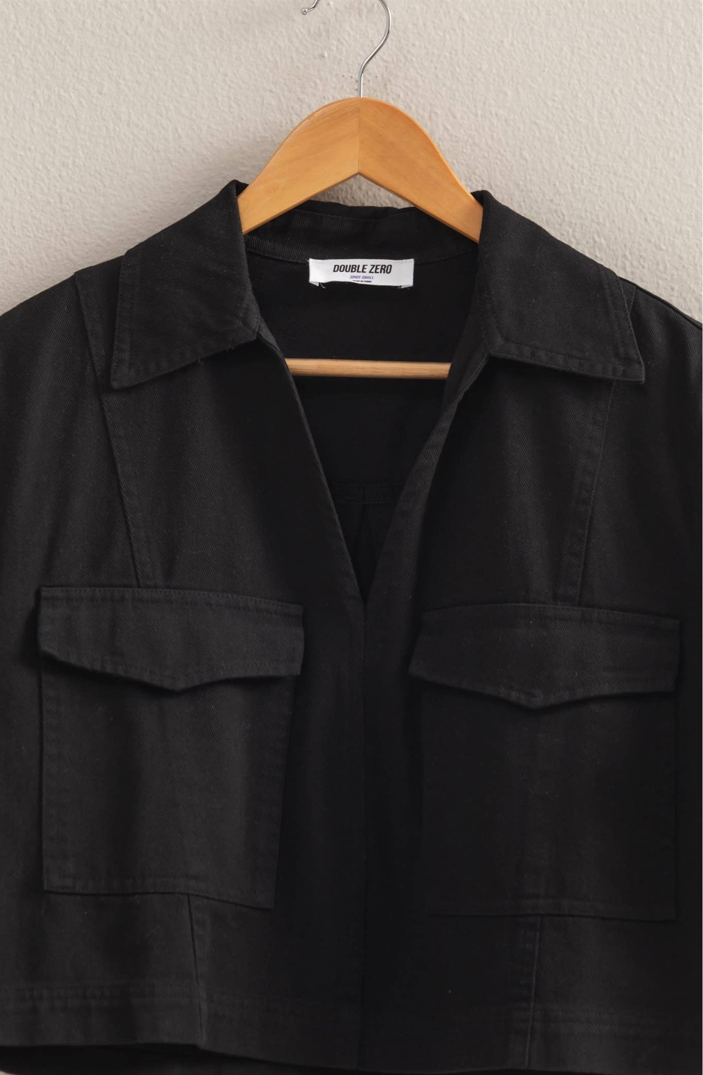 Spring Short Sleeve Denim Shirts: BLACK