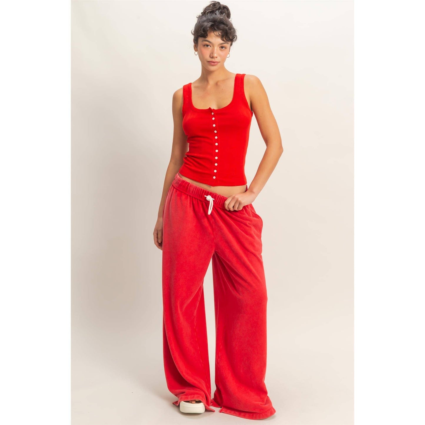 Fold Over Sweatpant Set: RED