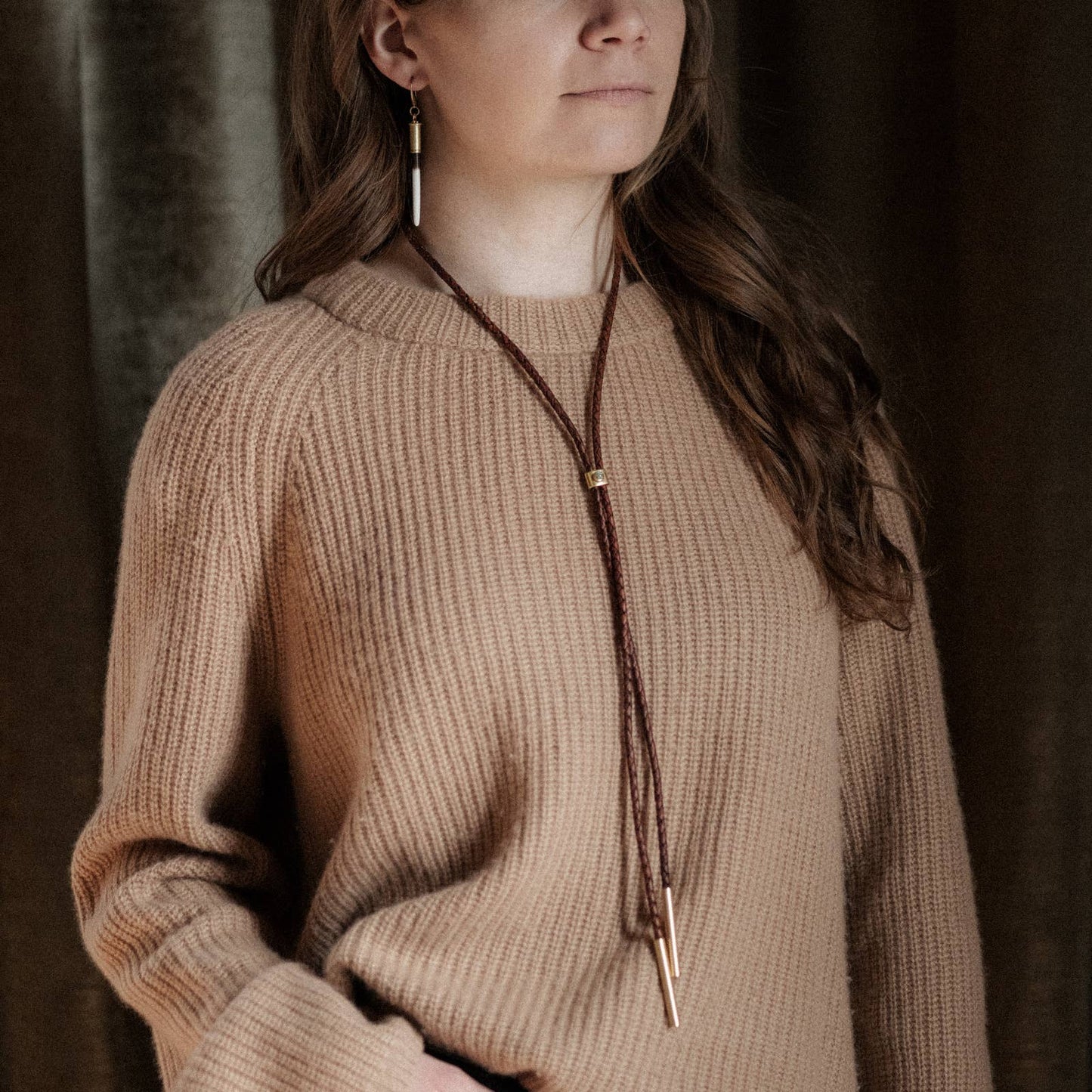 Carlile Bolo Tie: Black / Braided / Brass