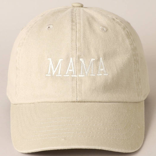 MAMA Embroidered Cotton Baseball Cap: SAND