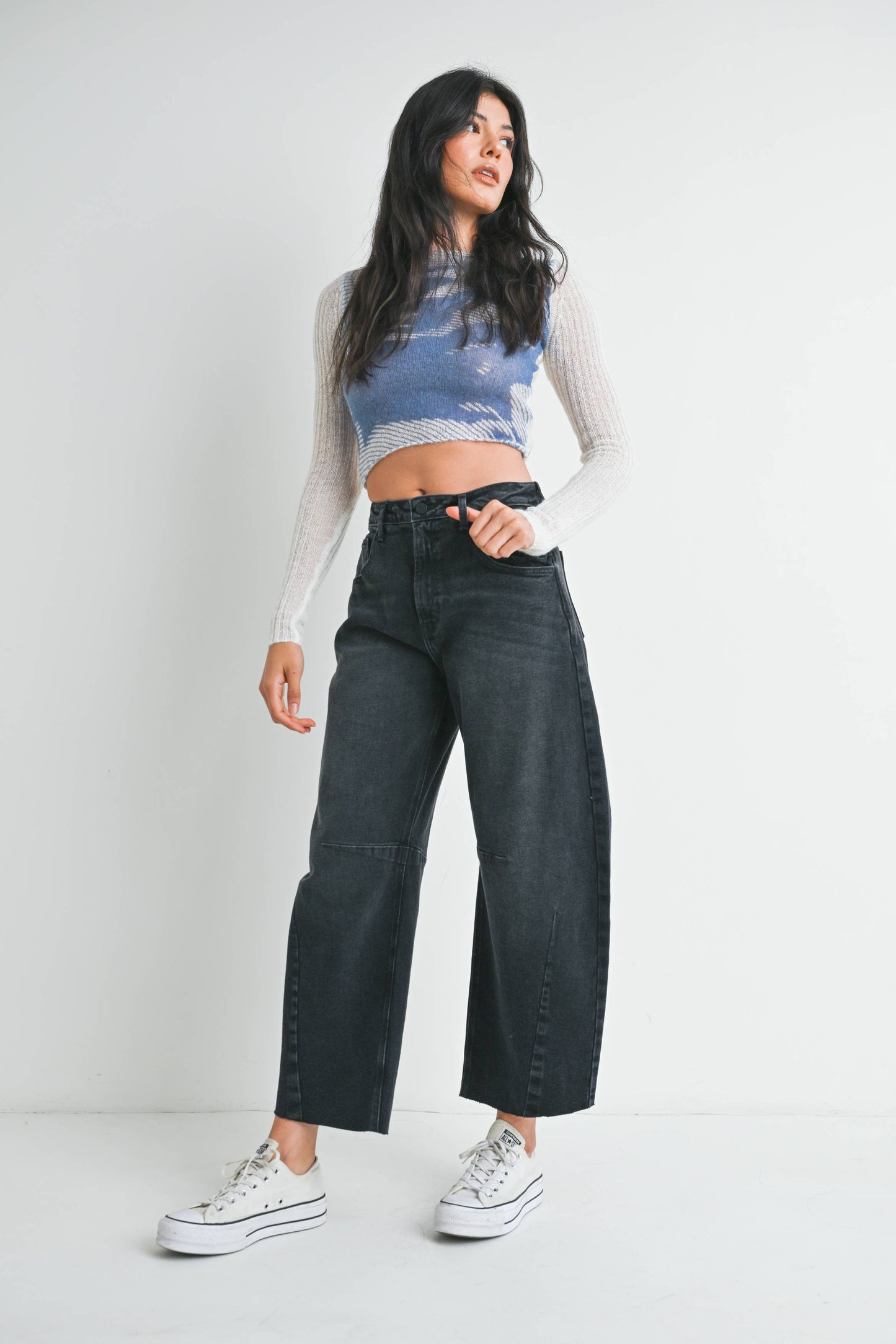Barrel Jean w/ Seams: BLACk