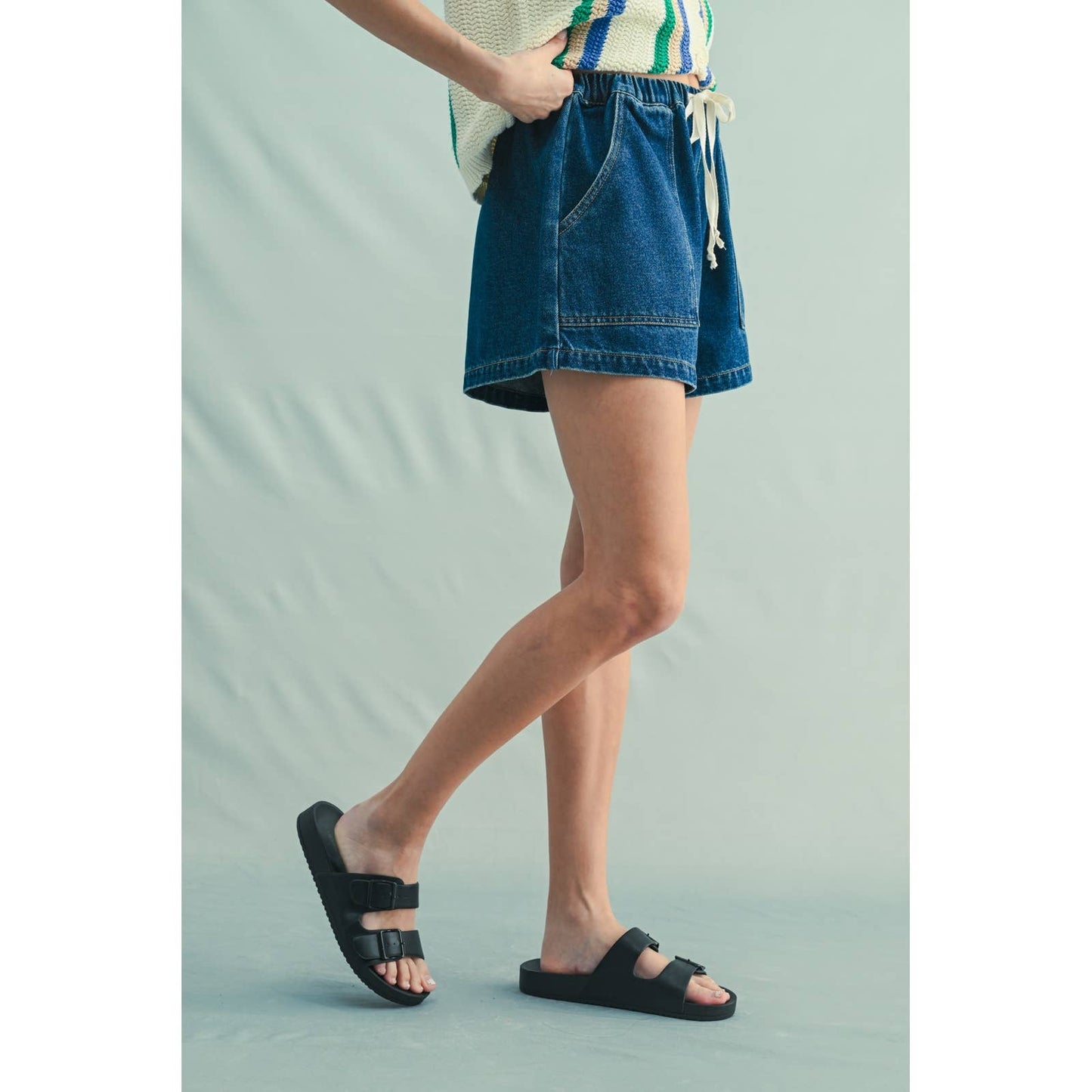 DENIM SHORTS WITH DRAWSTRING: D.DENIM